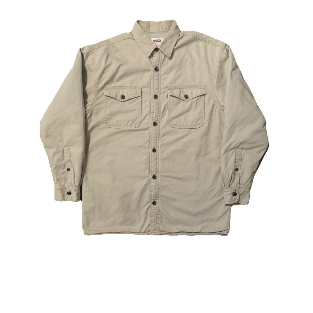 Levi's Canvas Shirt Jacket Mens Medium‎ Khaki Sherpa Lined Workwear Shacket